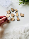 Set of 10 Wood or Clear Acrylic Woodland Animal Counters Loose Parts