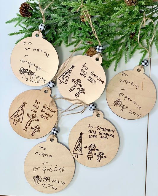 Child’s Drawing on a Christmas Ornament