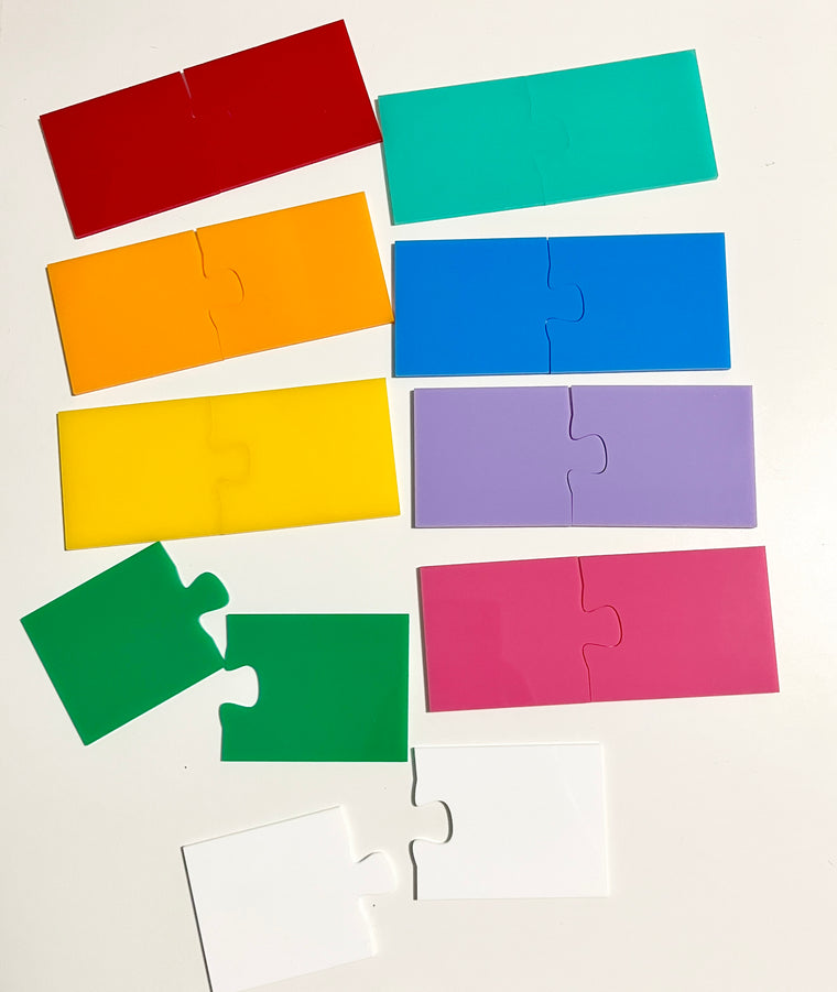 Little Dry Erasables - 2 Part Puzzles featuring brightly colored, handcrafted puzzle pieces designed as unique homeschool education resources for interactive learning and play.