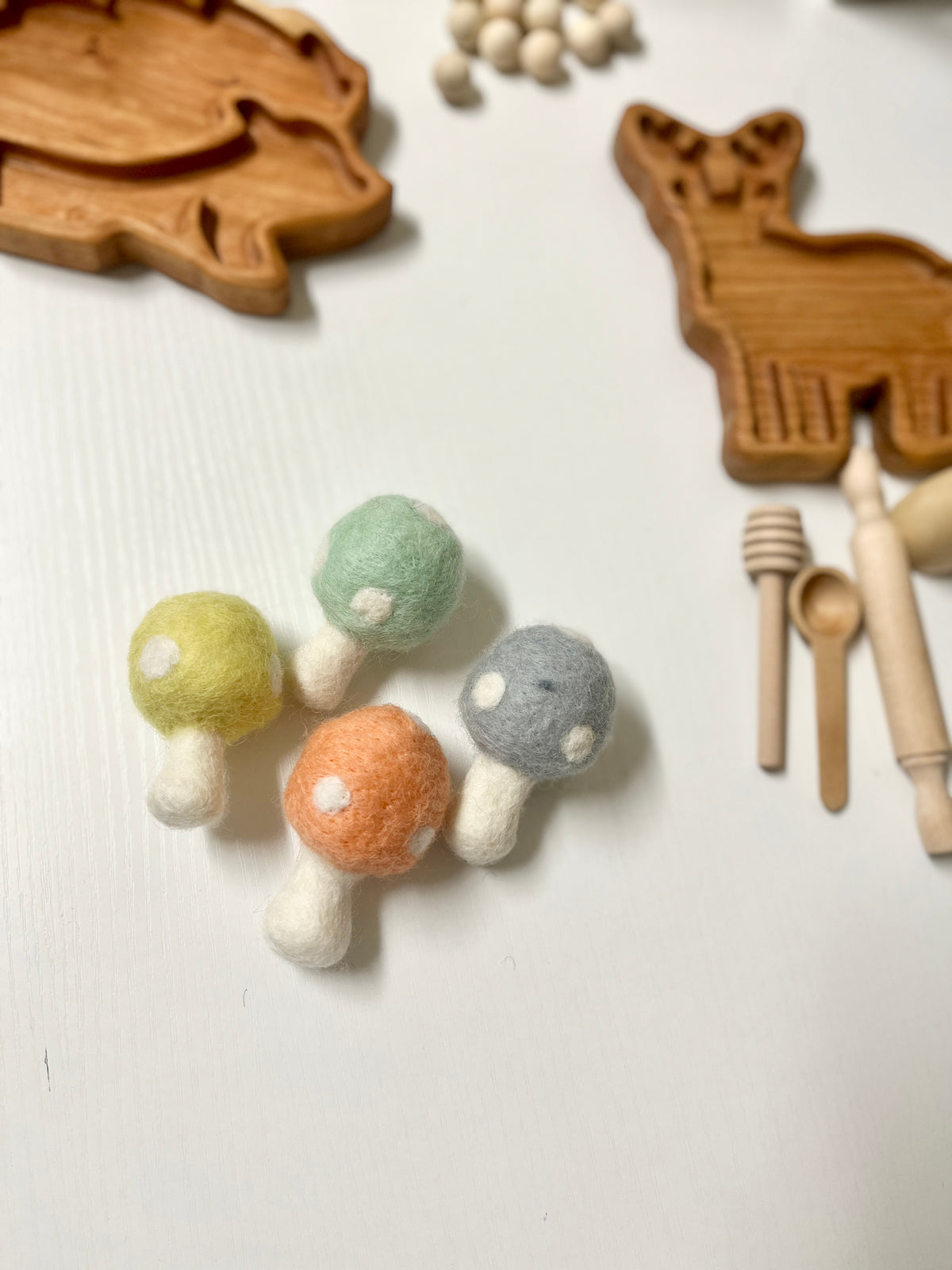 Sweet Toadstool Mushrooms Felt Toy Set of 4