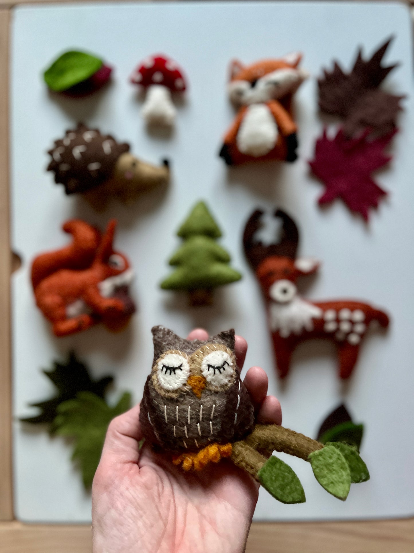 Set of Felt Woodland Animals, Leaves, Tree & Mushroom