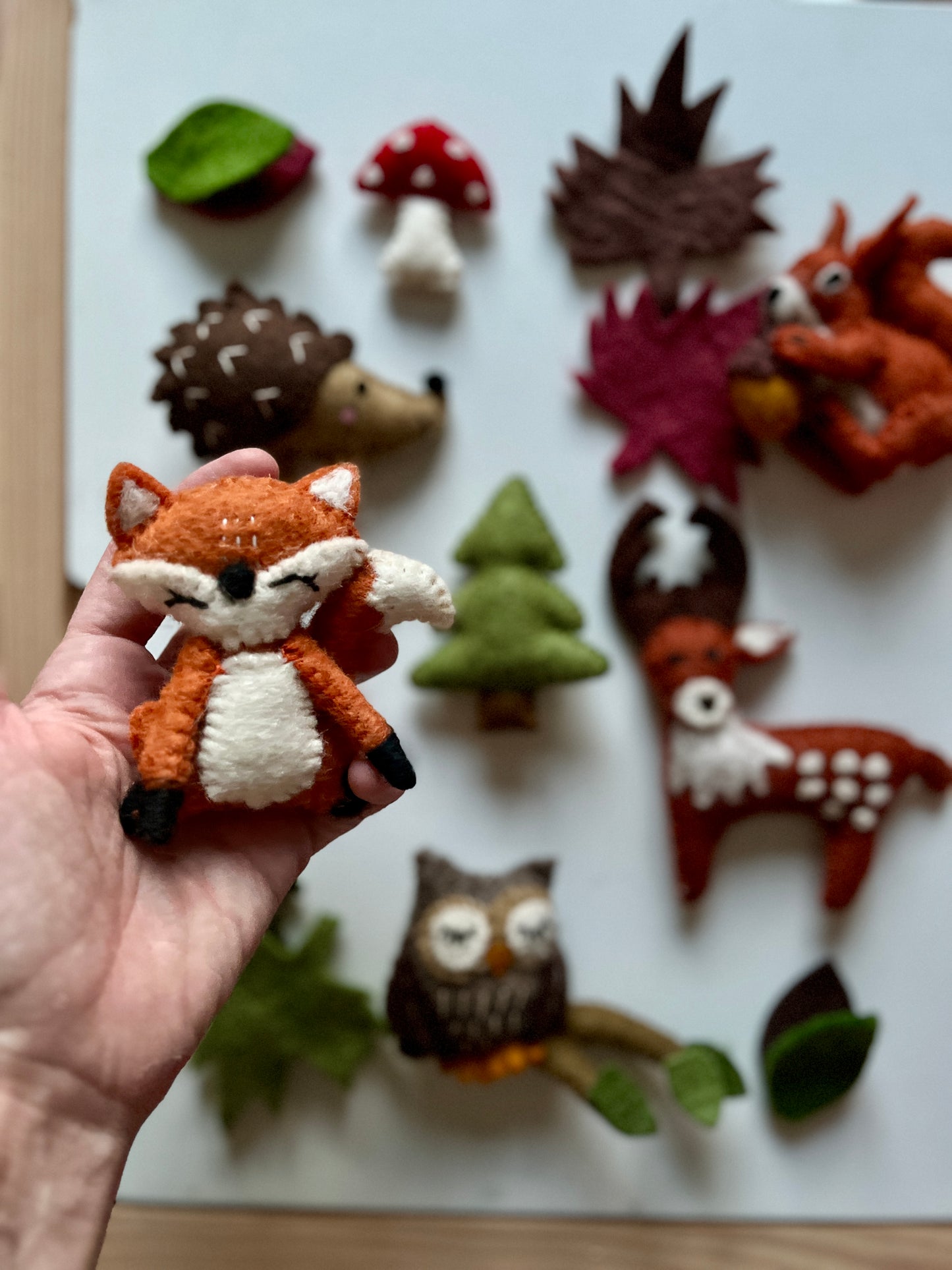 Set of Felt Woodland Animals, Leaves, Tree & Mushroom