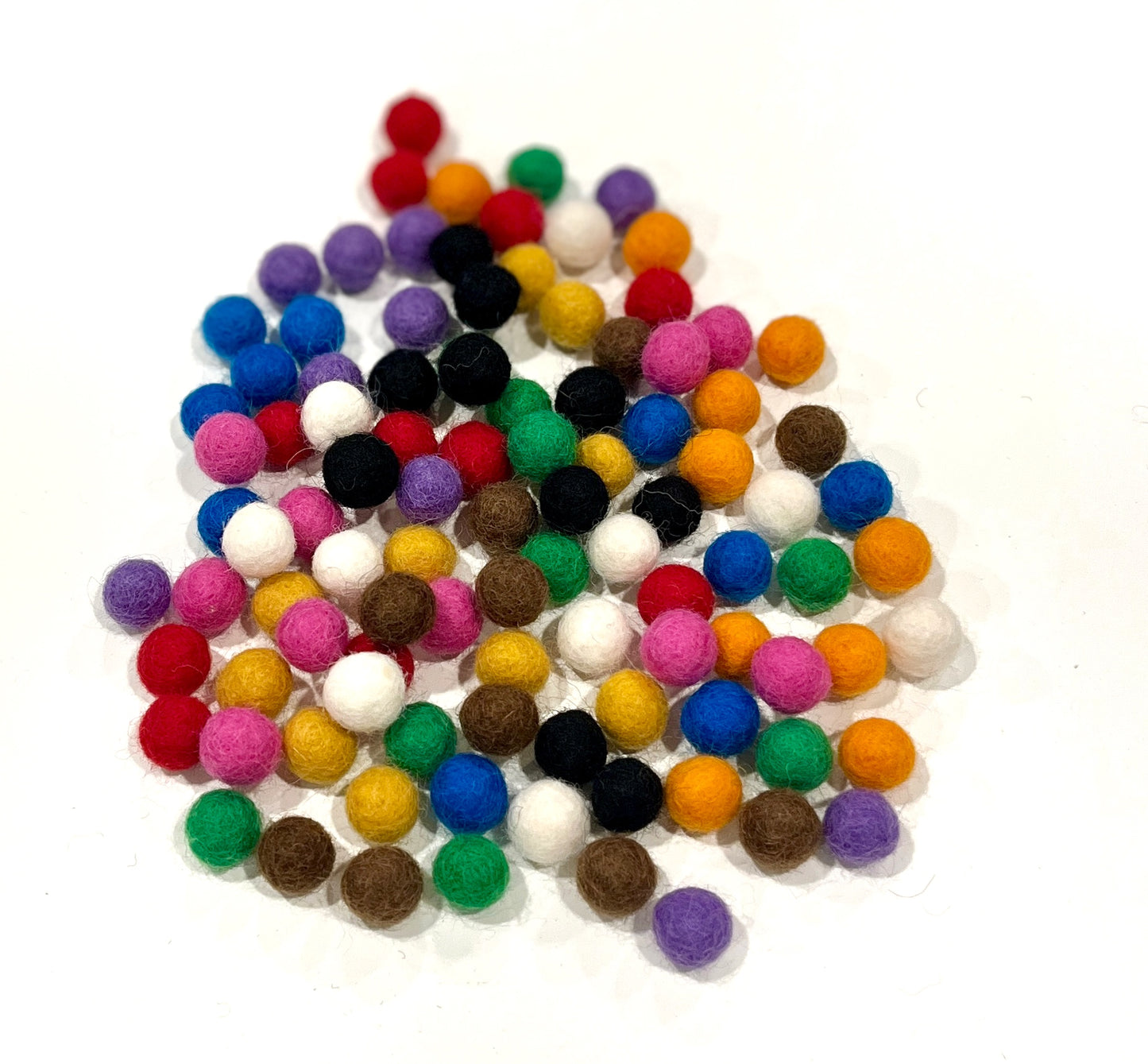 1cm Rainbow Felt Balls - 100pcs