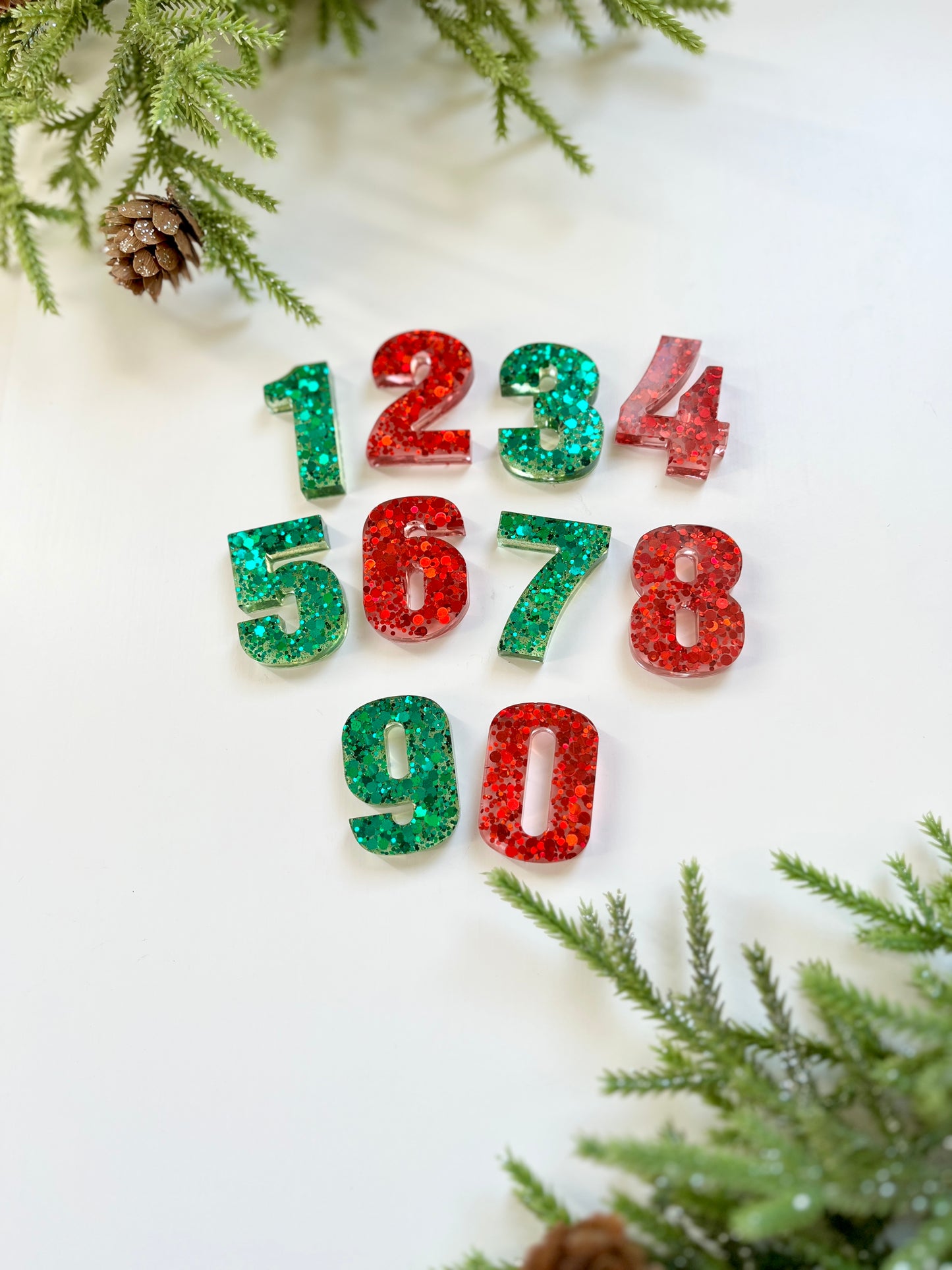 Christmas Glitter Resin Numbers• Fits Flisat Insert