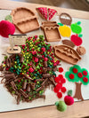 Mini Apple Orchard Mini Trays; Basket, Pie, Apple, Open Seeds Apple, Jar, Tree