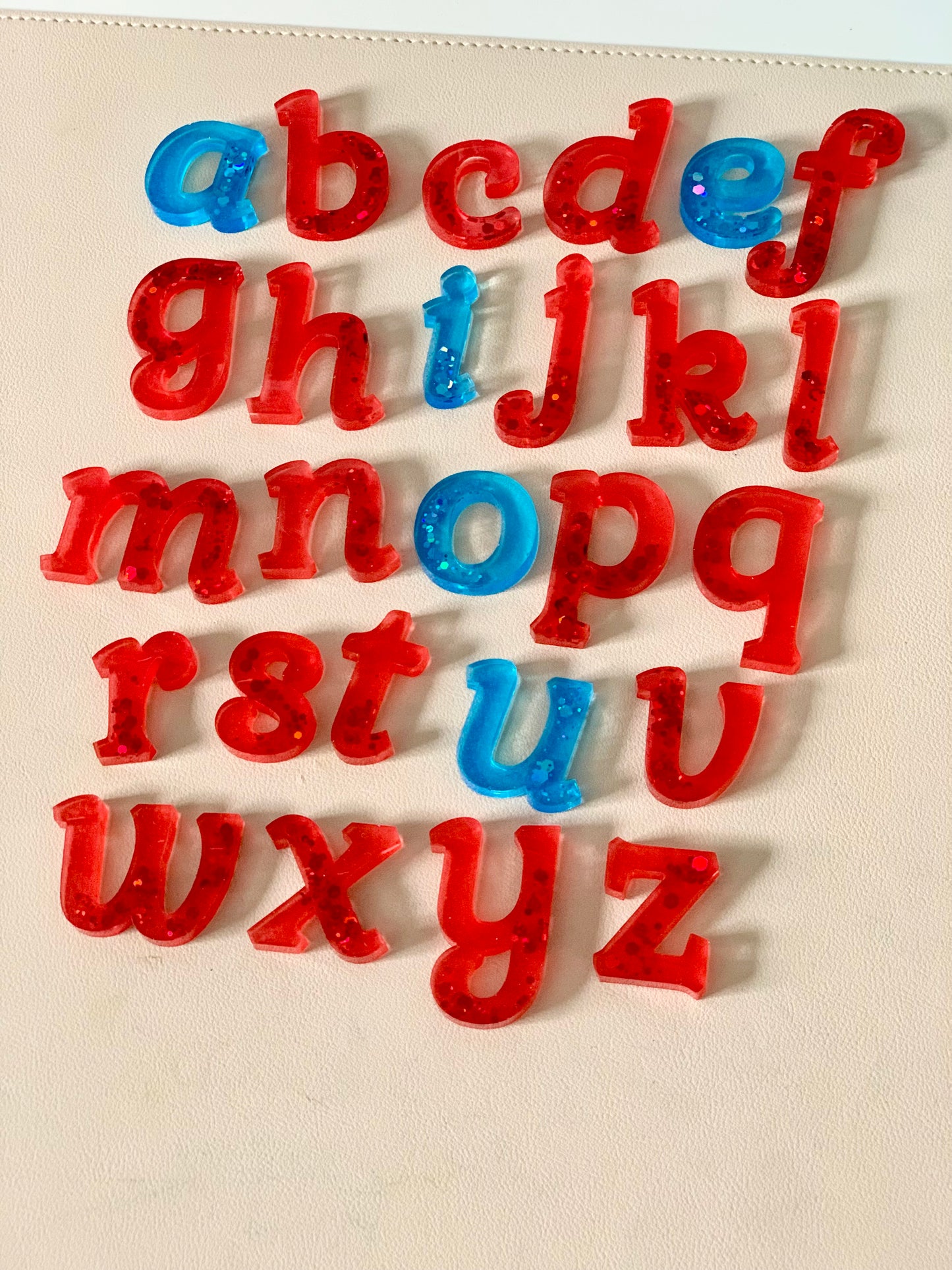 Montessori Resin Lowercase Alphabet • Movable Alphabet Set • Cursive Style