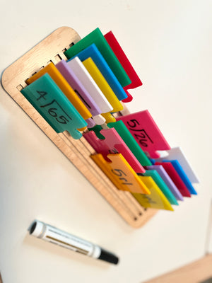 Little Dry Erasables - 2 Part Puzzles featuring colorful handmade puzzle pieces with math problems and answers, designed as unique handcrafted homeschool education resources.