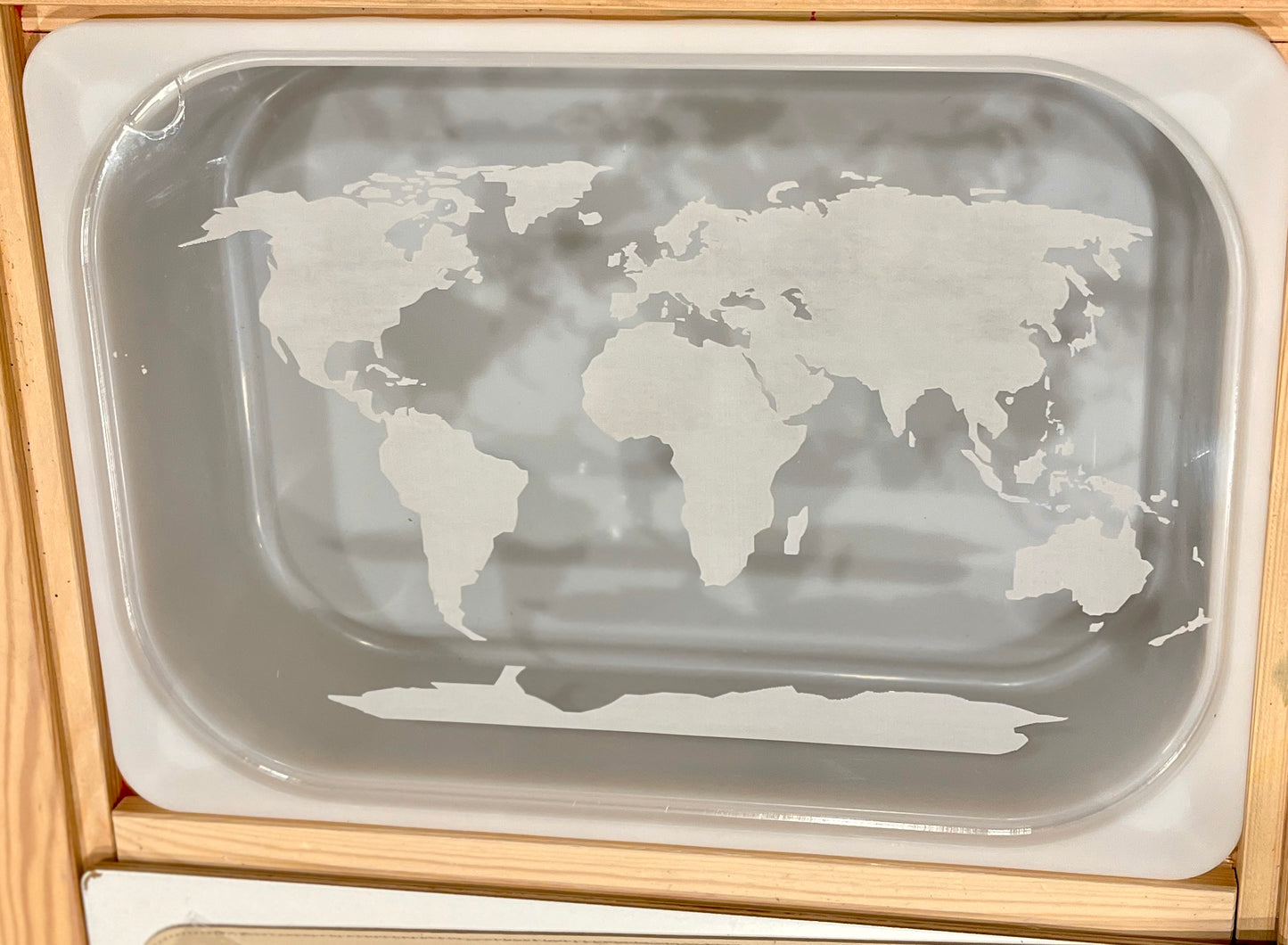 Clear Acrylic World Map Dry Erase Tracing Board — Fits as a Flisat Insert