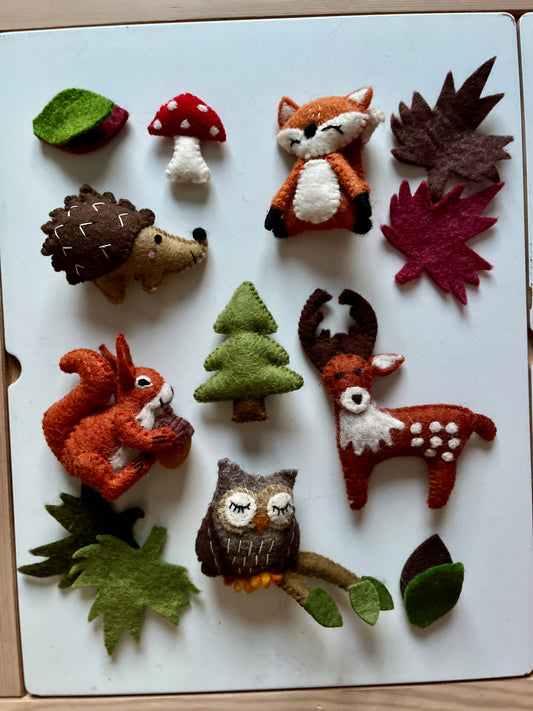 Set of Felt Woodland Animals, Leaves, Tree & Mushroom