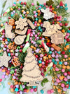 Set of 10 Wood or Clear Acrylic Christmas Counters Loose Parts