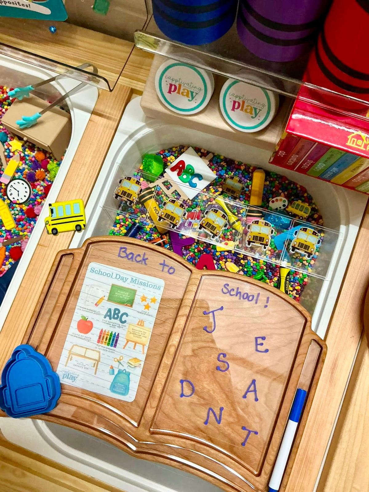 XL Book Plate, Book Studies Tray, Back to School Wooden Sensory Tray