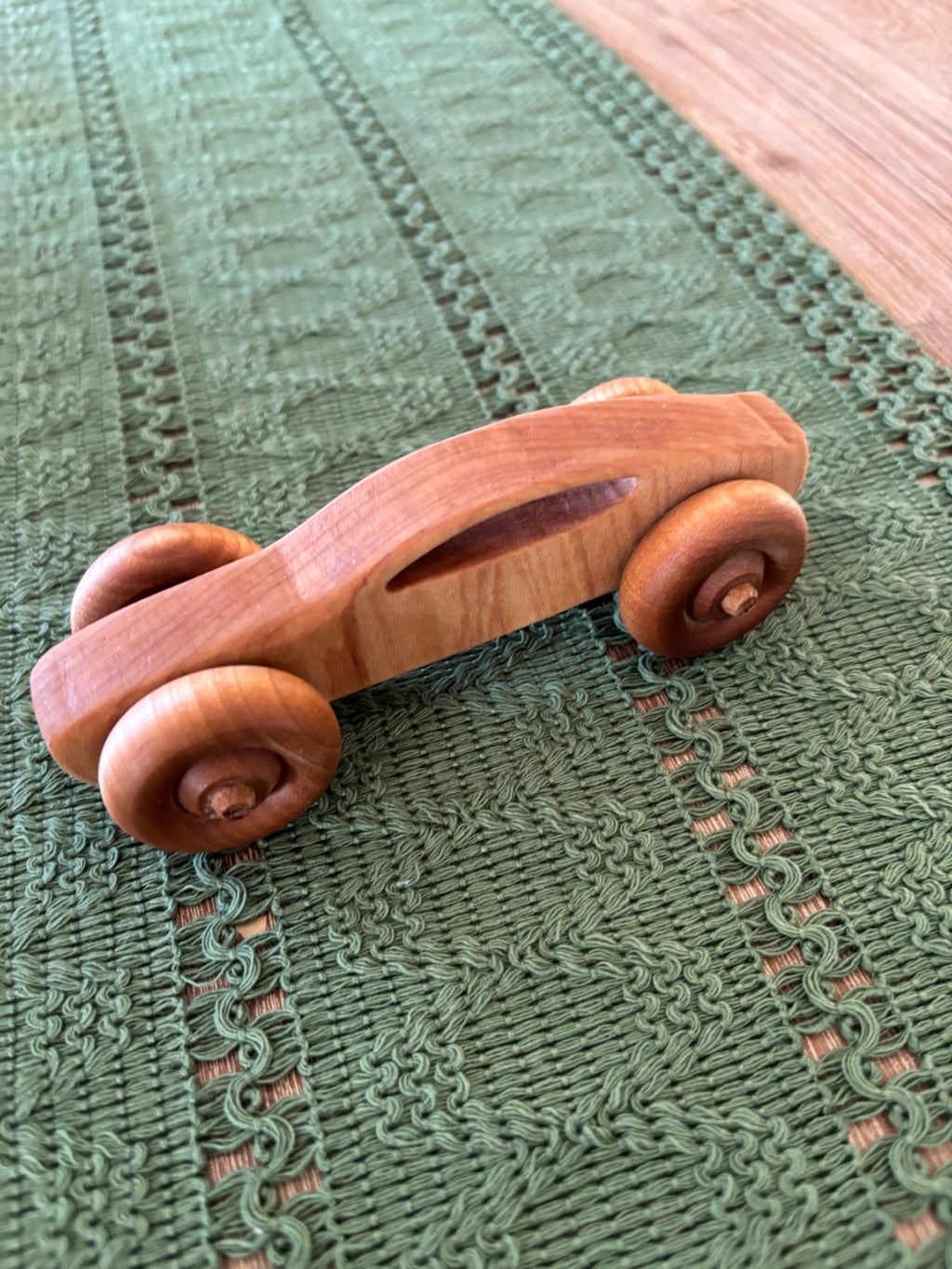 Ready to Ship, Push Cars, 10 Colours / Styles featuring a smoothly carved wooden toy car with rounded wheels, handcrafted homeschool educational resources and natural wood toys.