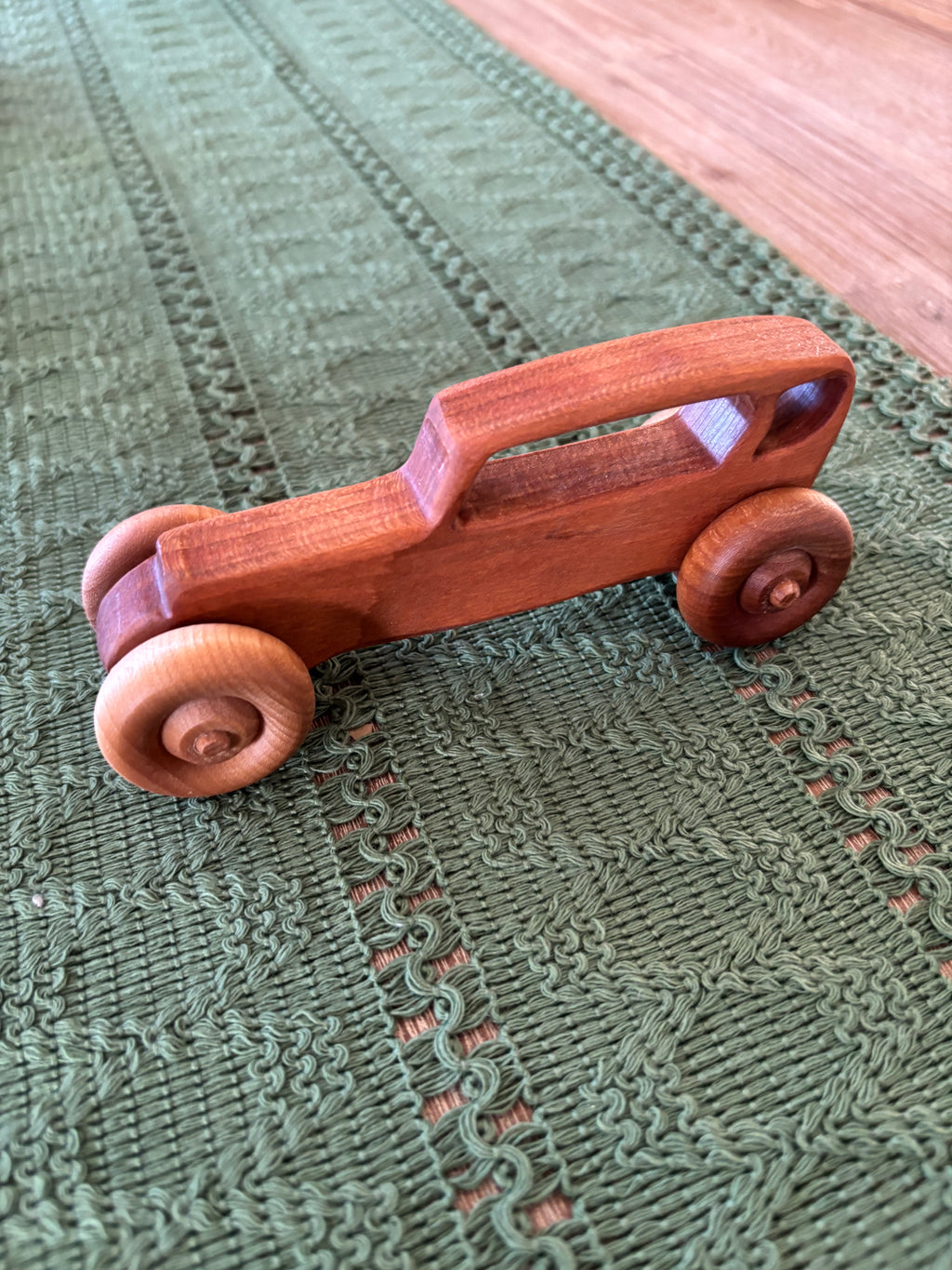 Ready to Ship, Push Cars, 10 Colours / Styles featuring a handcrafted wooden toy car in warm wood tones with smooth wheels, crafted as unique homeschool educational resources and wood toys.