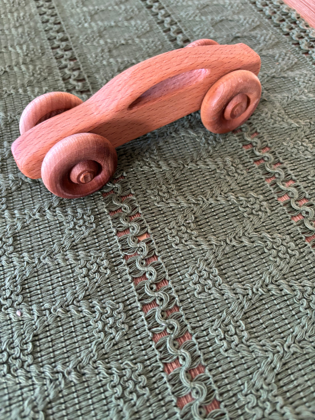 Ready to Ship, Push Cars, 10 Colours / Styles featuring a handcrafted wooden toy car with smooth rounded wheels, crafted as unique homeschool educational resources and wood toys.