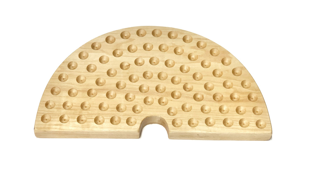 Canadian Cherry Hardwood rainbow shaped sorting board with smooth engraved holes for sorting and learning activities