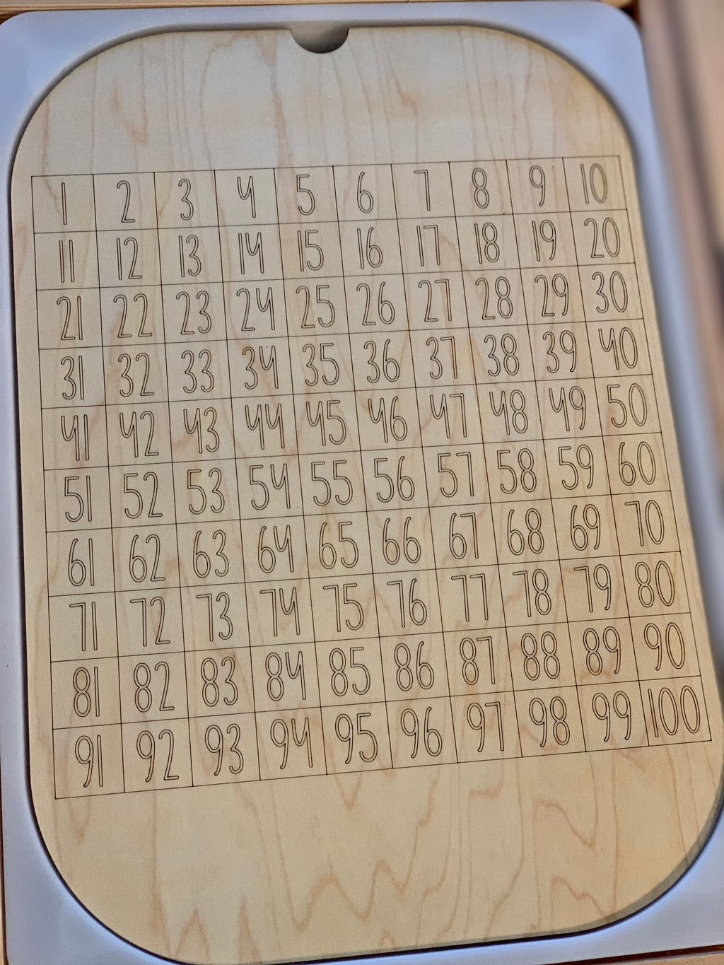 Maple wood 100 frame board insert with engraved numbers 1 to 100 fitting Trofast bin tray
